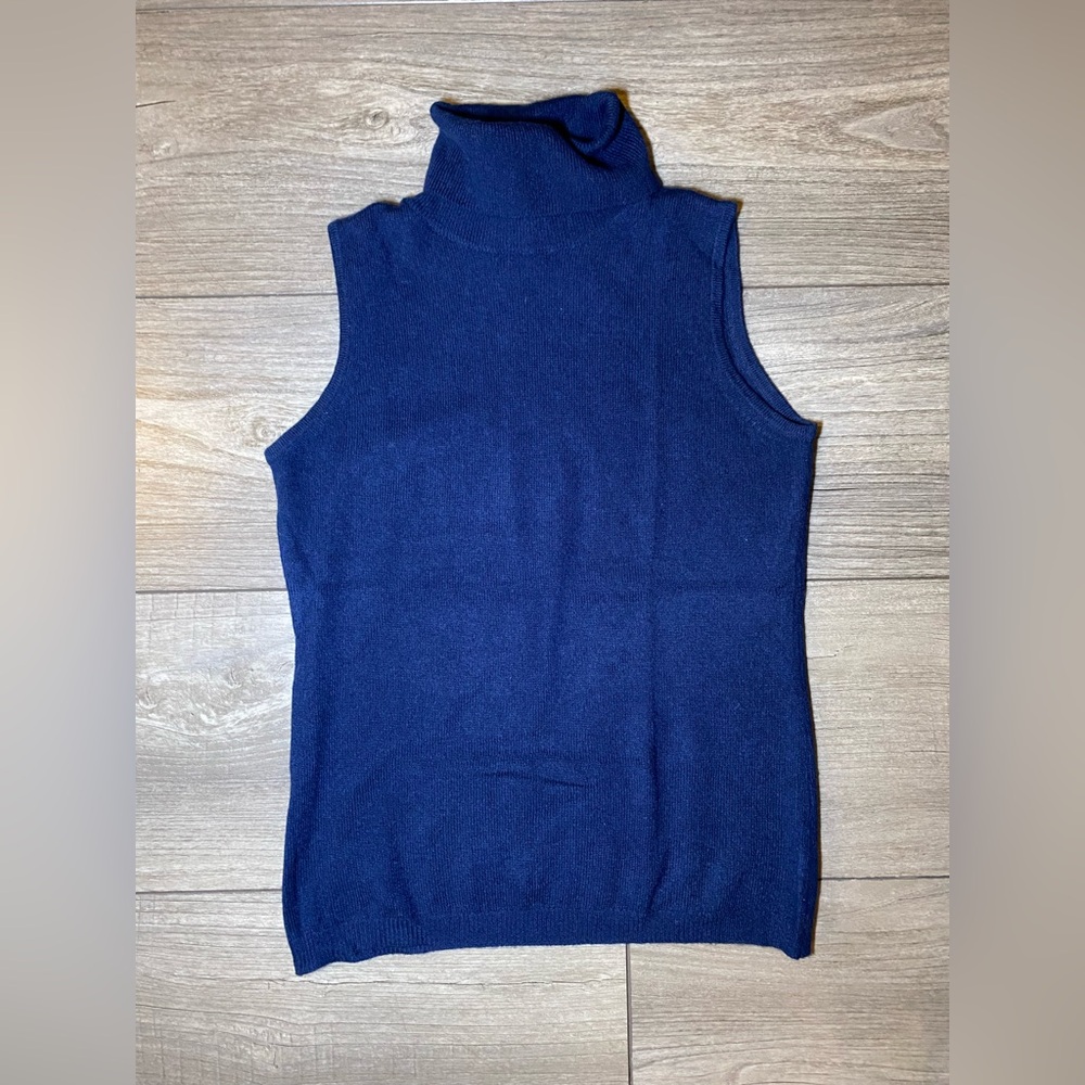 EUC Like New Forte Cashmere 100% Cashmere Navy Blue Sleeveless Tank Top